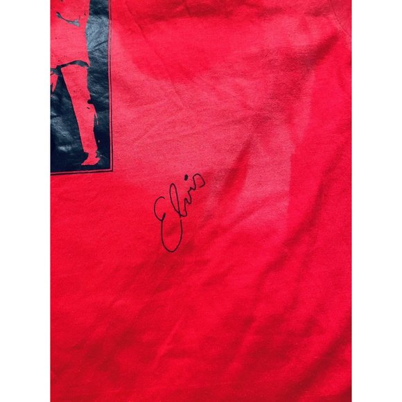 Vintage Single Stitched Elvis Presley T-Shirt Mens Hanes Size XL Red Signed - Picture 8 of 10